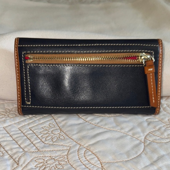 Dooney & Bourke Dark Blue Wallet with Brown Trim - Picture 3 of 5